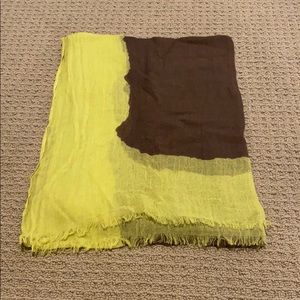 NEW Ann Taylor Green and Brown Fringe Scarf